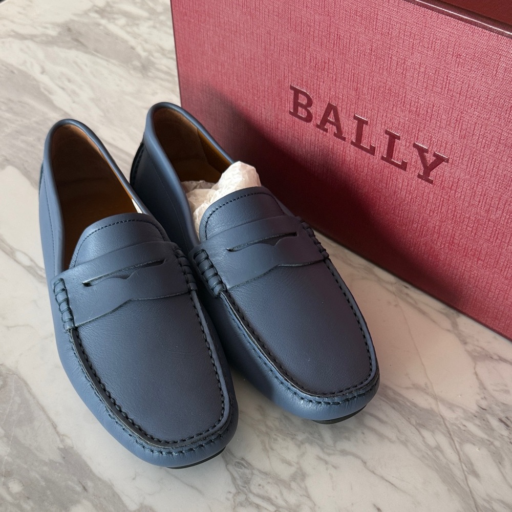 Bally Men's Slate Blue Slip-On Loafers